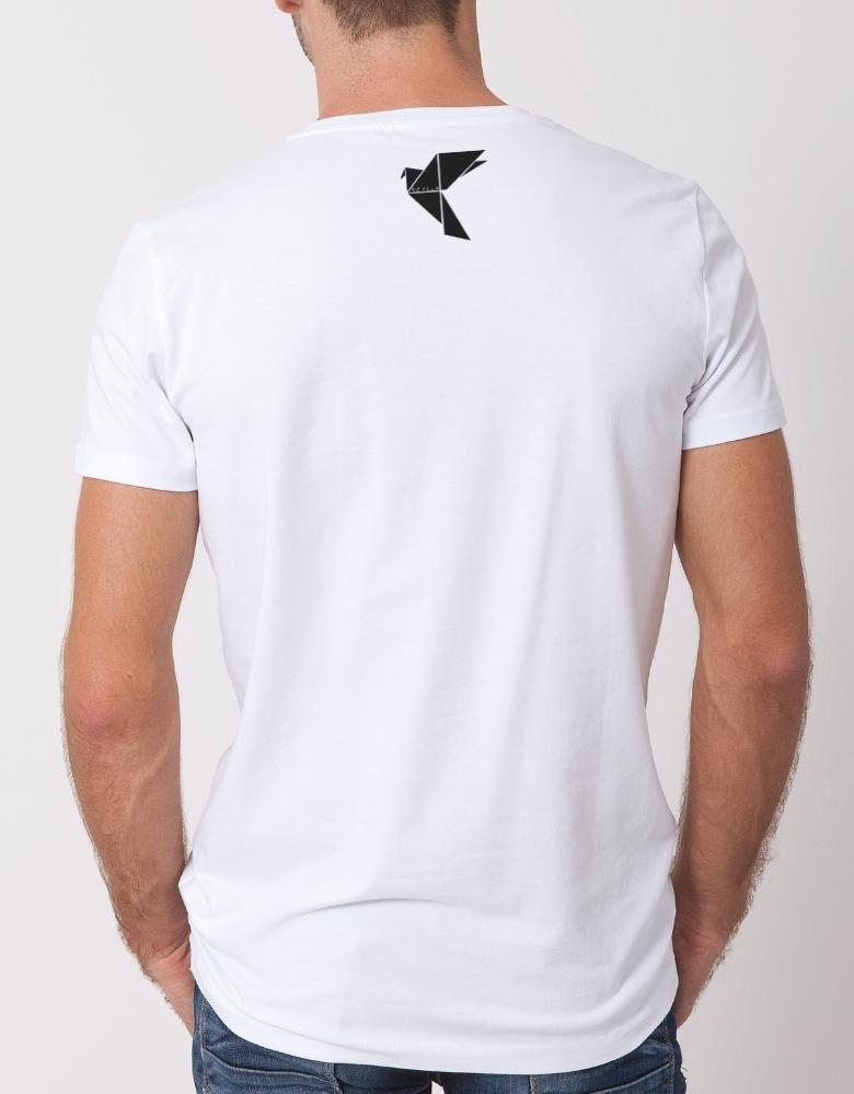 T-Shirt Blanc - Origami coeur et dos
